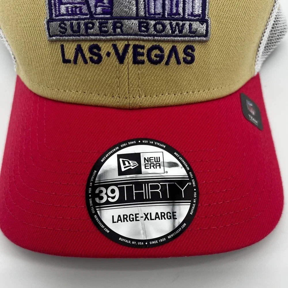 New Era Super Bowl LVIII Las Vegas 39THIRTY Hat L/XL Mesh trucker Cap‎ NWOT NEW